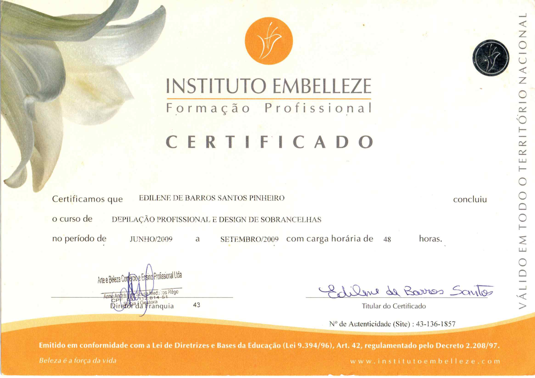 Certificado: Design de Sobrancelhas